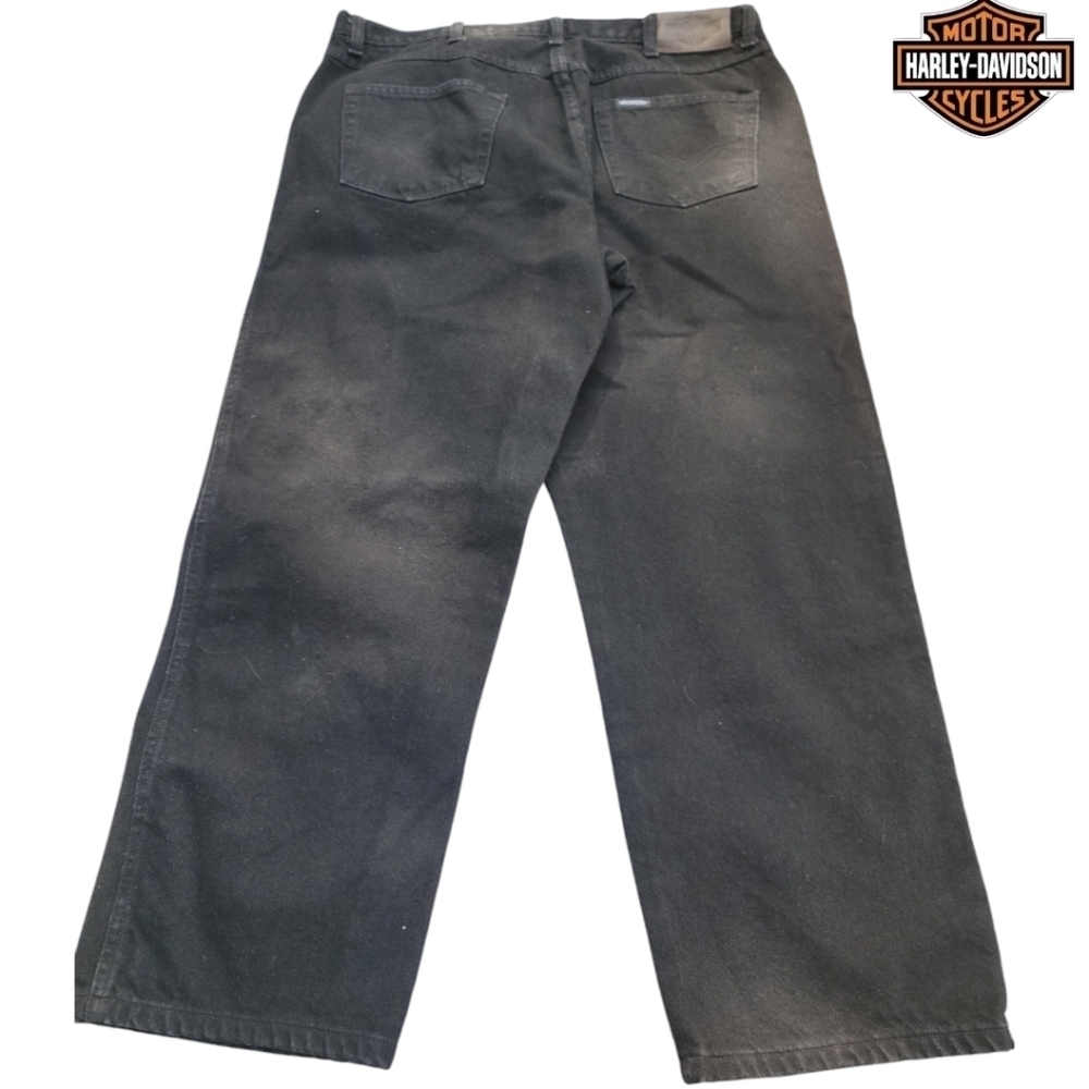 HARLEY-DAVIDSON Men’s 40x30 Relaxed Leg Black Wash Jeans vintage like new - Picture 2 of 6
